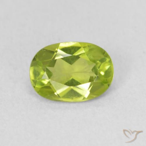 0.91ct Натуральный Живой желтовато-зеленый Перидот, Овал, Чистота VS