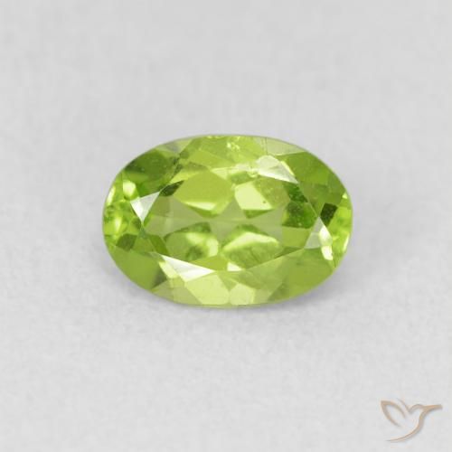 0.86ct Натуральный Ярко-зеленый Перидот, Овал, Чистота VS
