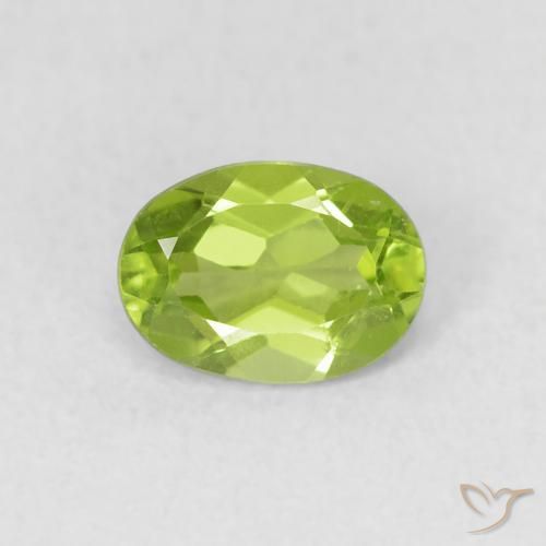 0.91ct Натуральный Ярко-зеленый Перидот, Овал, Чистота VS