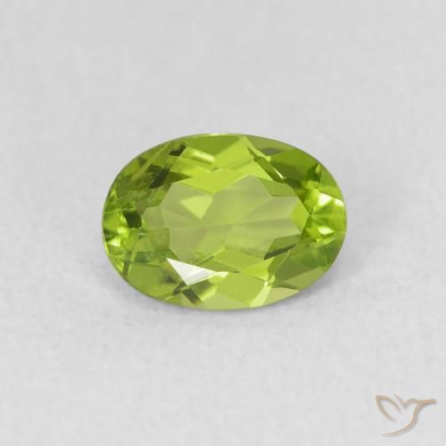 0.86ct Натуральный Ярко-зеленый Перидот, Овал, Чистота VS