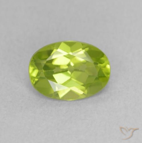 0.90ct Натуральный Желтовато-зеленый Перидот, Овал, VVS-VS