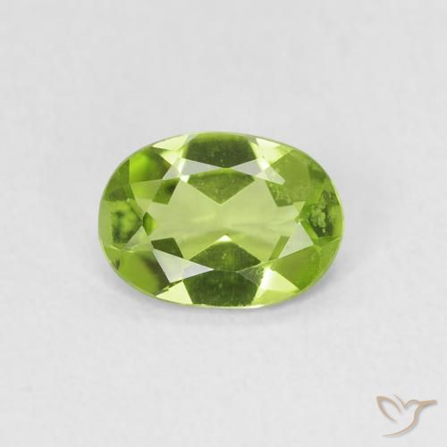 0.67ct Натуральный Желтовато-зеленый Перидот, Овал, Чистота VVS