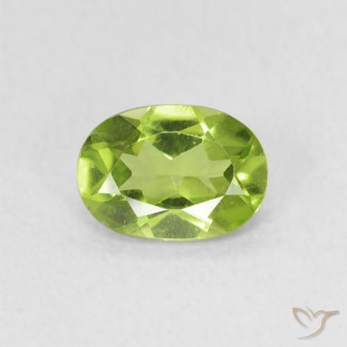 0.79ct Натуральный Ярко-зеленый Перидот, Овал, VVS-VS