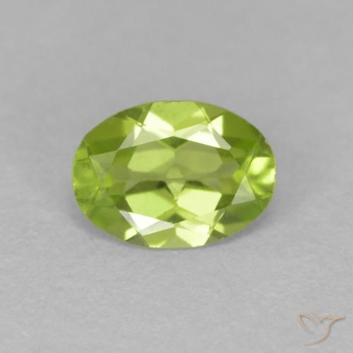 0.70ct Натуральный Светло-живой зеленый Перидот, Овал, Чистота VS