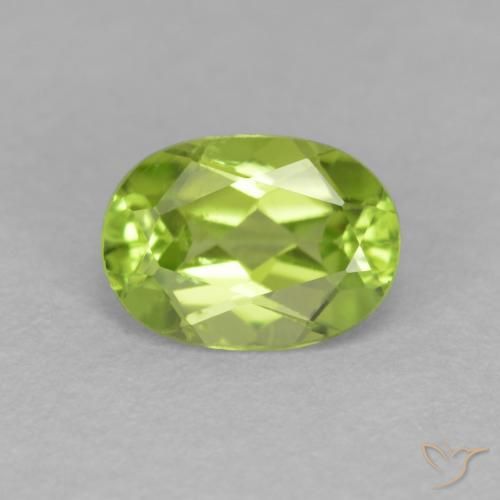 0.90ct Натуральный Ярко-зеленый Перидот, Овал, Чистота VS