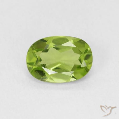 0.92ct Натуральный Средний зеленый Перидот, Овал, VVS-VS