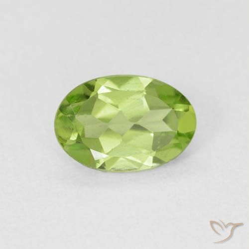 0.74ct Натуральный Светло-живой зеленый Перидот, Овал, VVS-VS
