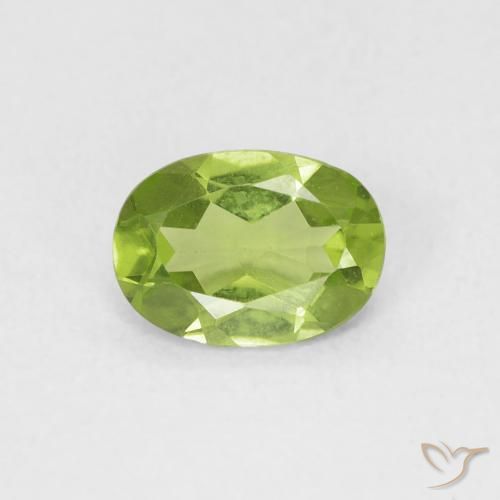 0.80ct Натуральный Светло-живой зеленый Перидот, Овал, VVS-VS