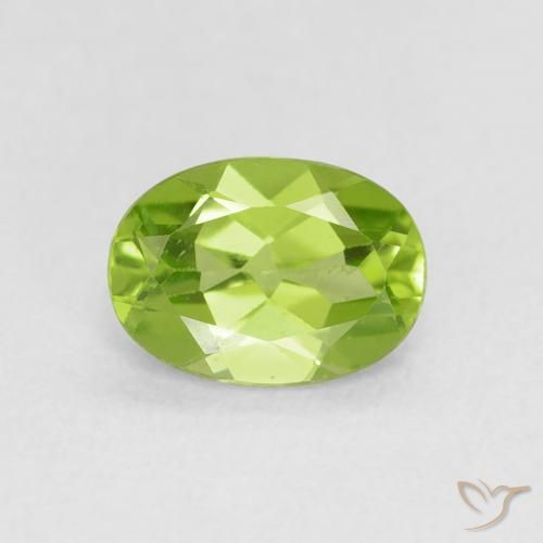 0.91ct Натуральный Ярко-зеленый Перидот, Овал, Чистота VS