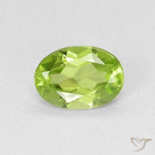 0.89ct Натуральный Желтовато-зеленый Перидот, Овал, Чистота VS