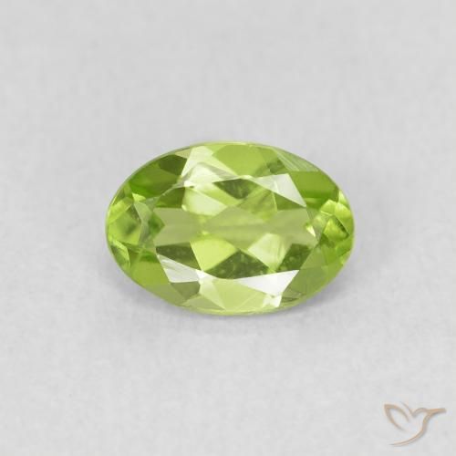 0.76ct Натуральный Светло-живой зеленый Перидот, Овал, Чистота VS