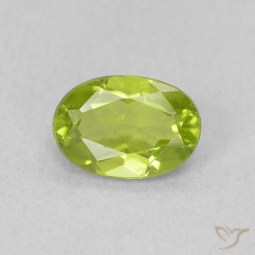 0.89ct Натуральный Ярко-зеленый Перидот, Овал, Чистота VS