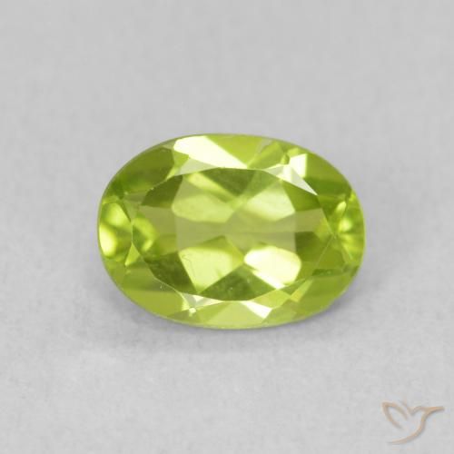 0.89ct Натуральный Ярко-зеленый Перидот, Овал, Чистота VS