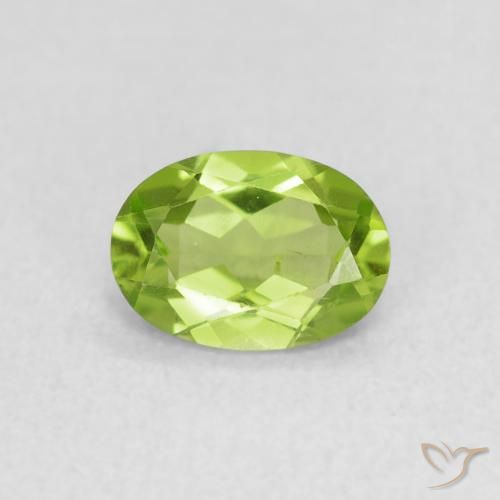 0.83ct Натуральный Ярко-зеленый Перидот, Овал, Чистота VS