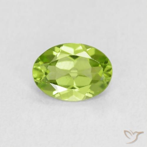 0.72ct Натуральный Светло-живой зеленый Перидот, Овал, Чистота VS