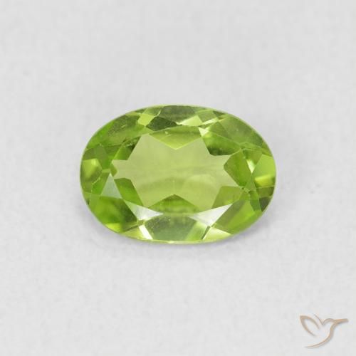 0.73ct Натуральный Светло-живой зеленый Перидот, Овал, Чистота VS