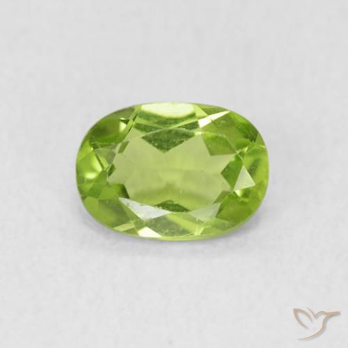0.90ct Натуральный Светло-живой зеленый Перидот, Овал, Чистота VS