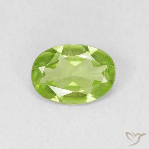 0.76ct Натуральный Светло-живой зеленый Перидот, Овал, VVS-VS