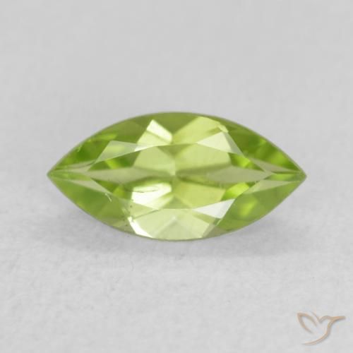 0.61ct Натуральный Ярко-зеленый Перидот, Маркиза, VVS-VS