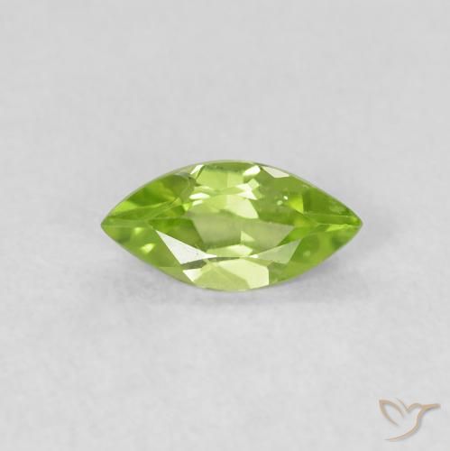 0.55ct Натуральный Ярко-зеленый Перидот, Маркиза, Чистота VS