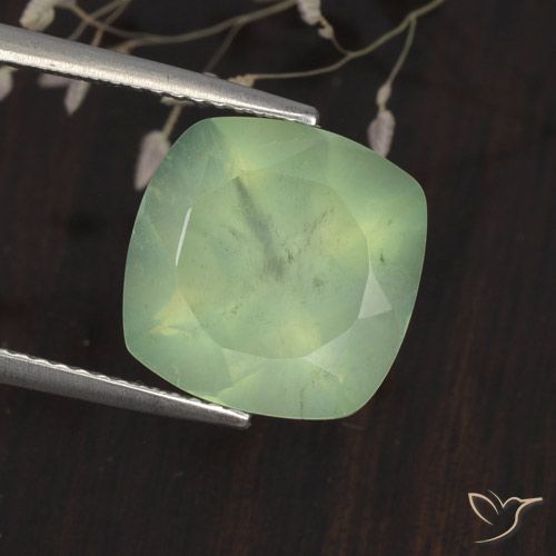 6.75ct Натуральный Light Yellow Green  пренит, Подушка, Полупрозрачный