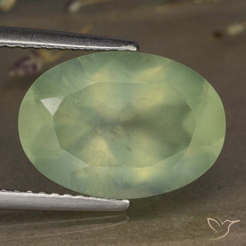 5.88ct Натуральный Medium Green  пренит, Овал, Полупрозрачный