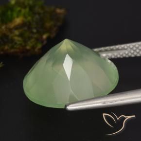 9.21 карата, натуральный Pale Lime Green  пренит, Огранка Круг, Полупрозрачный