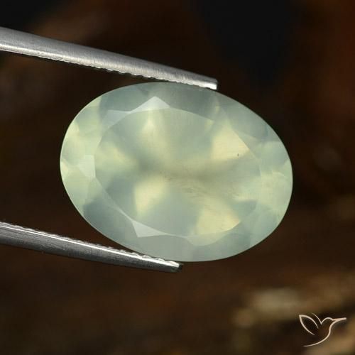 9.30ct Натуральный Светло-желтый зеленый пренит, Овал, Полупрозрачный