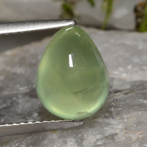 4.03ct Натуральный Pale Pear Green  пренит, Форма груши, Прозрачный