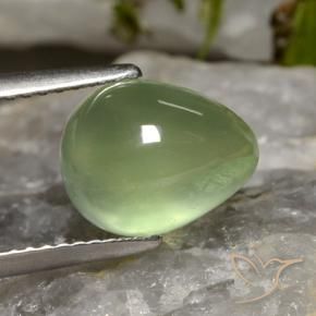 4.03 карата, натуральный Pale Pear Green  пренит, Форма груши, Прозрачный