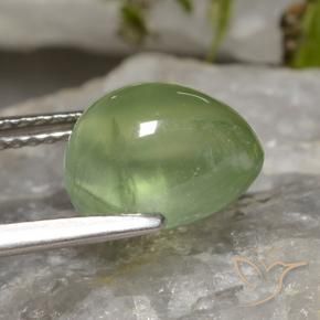 4.03 карата, натуральный Pale Pear Green  пренит, Форма груши, Прозрачный
