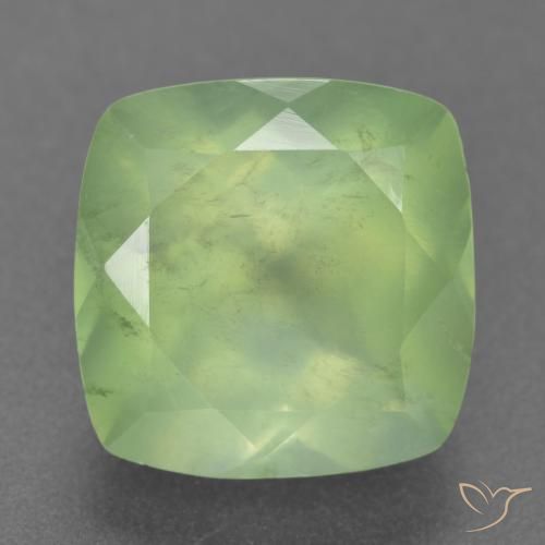 7.60ct Натуральный Средний зеленый пренит, Подушка, Полупрозрачный