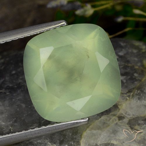 6.97ct Натуральный Pale Pear Green  пренит, Подушка, Полупрозрачный