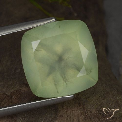 7.26ct Натуральный Yellow Green  пренит, Подушка, Полупрозрачный