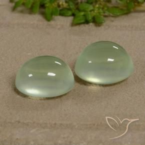 5.20 карата, натуральный Yellow Green  пренит, Овал, Полупрозрачный