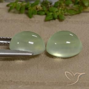 5.20 карата, натуральный Yellow Green  пренит, Овал, Полупрозрачный