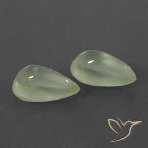6.20 карата, натуральный Pale Yellowish Green    пренит, Форма груши, Полупрозрачный