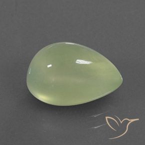 4.35 карата, натуральный Pale Pear Green  пренит, Форма груши, Полупрозрачный