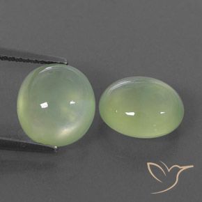 6.96ctw Натуральный Medium Green  пренит, Овал, Полупрозрачный