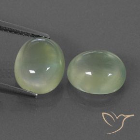5.10ctw Натуральный Pale Pear Green  пренит, Овал, Полупрозрачный