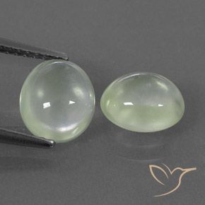 3.18ctw Натуральный Pale Yellowish Green    пренит, Овал, Полупрозрачный