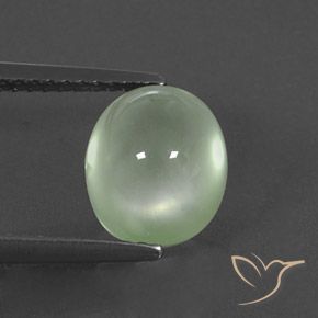 3.30ct Натуральный Очень светлый шалфейный зеленый пренит, Овал, Полупрозрачный