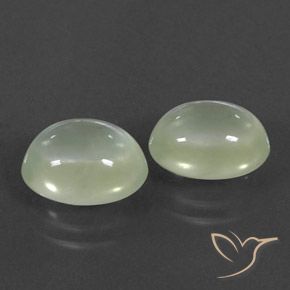 6.09 карата, натуральный Olive Green  пренит, Овал, Прозрачный