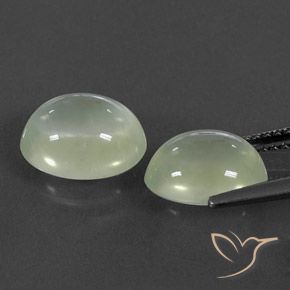 6.09 карата, натуральный Olive Green  пренит, Овал, Прозрачный