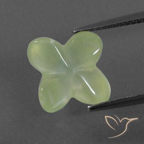 5.10ct Натуральный Pale Pear Green  пренит, Огранка Цветок, Полупрозрачный