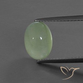 3.89ct Натуральный Бледно-салатовый пренит, Овал, Полупрозрачный