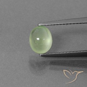 1.33ct Натуральный Желто-зеленый пренит, Овал, Полупрозрачный