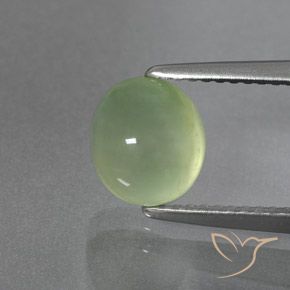 2.85ct Натуральный Бледно-грушевый зеленый пренит, Овал, Полупрозрачный