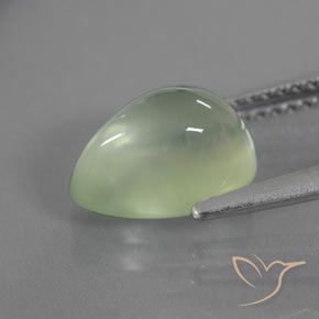2.95 карата, натуральный Светло-зеленый пренит, Форма груши, Полупрозрачный