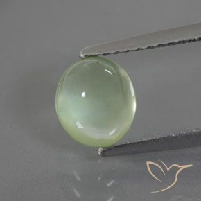 1.67ct Натуральный Бледно-грушевый зеленый пренит, Овал, Полупрозрачный